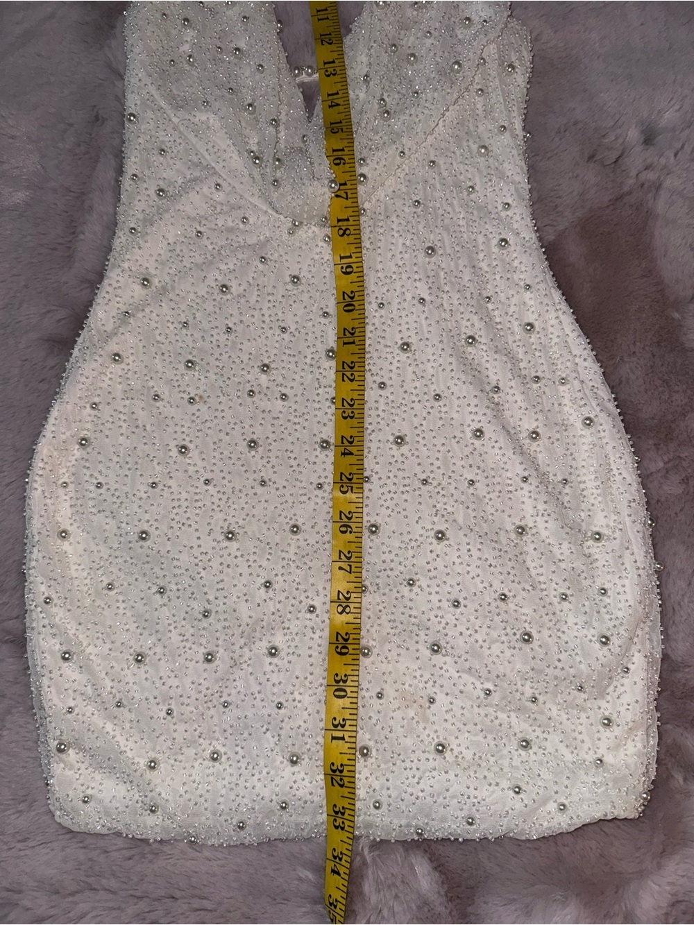Oh Polly White Pearl-Embellished Cowl Neck Mini Dress - Picture 15 of 16